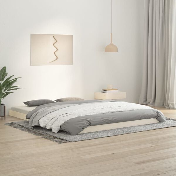 vidaXL Bedframe massief grenenhout wit 150x200 cm