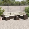 vidaXL 9-delige Loungeset met kussens poly rattan bruin