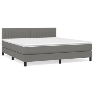 vidaXL Boxspring met matras stof donkergrijs 180x200 cm