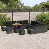 vidaXL Tuinbankenset met kussen 13 pcs Zwart poly rattan