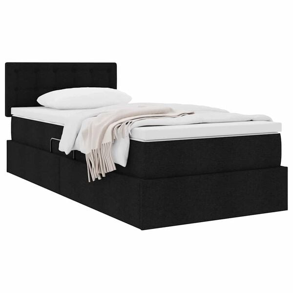 vidaXL Opbergbed met matras met matras Zwart 90 x 190 cm Bewerkt hout