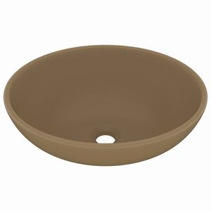 vidaXL Wastafel ovaal 40x33 cm keramiek matcr&egrave;me