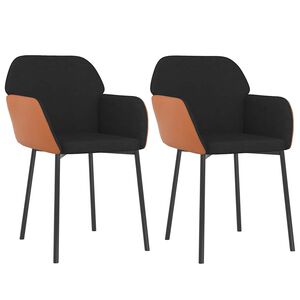 vidaXL Eetkamerstoelen 2 st stof en kunstleer zwart