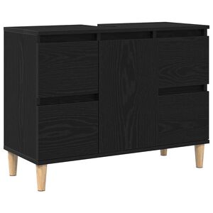 vidaXL Badkamertenk te kast Zwart Eiken 80 x 33 x 60 cm Bewerkt hout