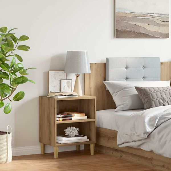 vidaXL Nachtkastje 40x30x50 cm bewerkt hout artisanaal eikenkleur