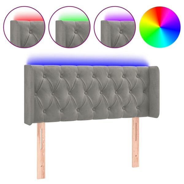 vidaXL Hoofdbord LED 103x16x78/88 cm fluweel lichtgrijs