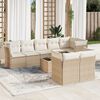 vidaXL 9-delige Loungeset met kussens poly rattan beige