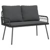 vidaXL Tuin eettafelset met kussen 2 pcs Zwart poly rattan