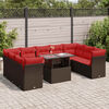 vidaXL 10-delige Loungeset met kussens poly rattan acacia bruin