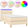vidaXL Boxspring met matras en LED stof cr&egrave;mekleurig 100x200 cm