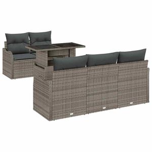 vidaXL Tuin Sofa Set met kussen 6 pcs Grijs poly rattan