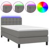 vidaXL Boxspring met matras en LED stof donkergrijs 90x200 cm