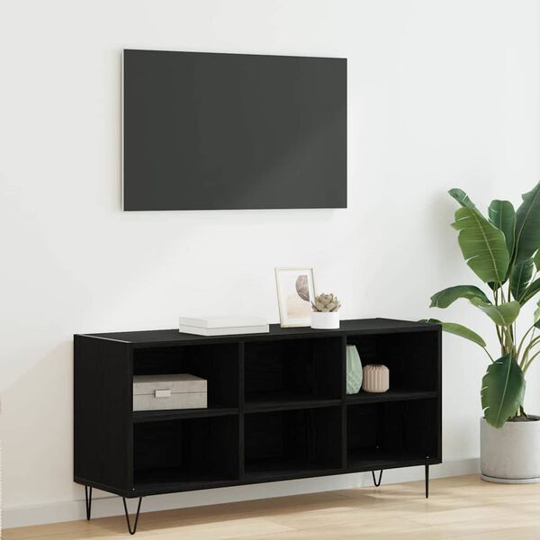 vidaXL TV-kast Zwart Eiken 103,5 x 30 x 50 cm Bewerkt hout