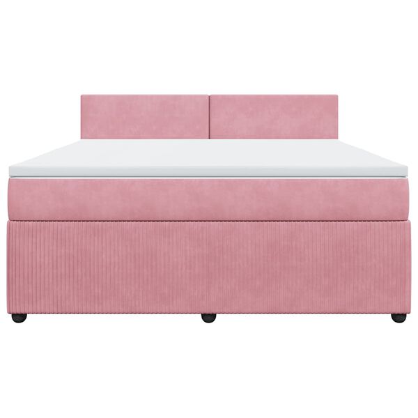 vidaXL Boxspring met matras fluweel roze 180x200 cm