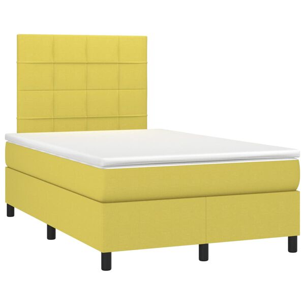 vidaXL Boxspring met matras en LED stof groen 120x200 cm