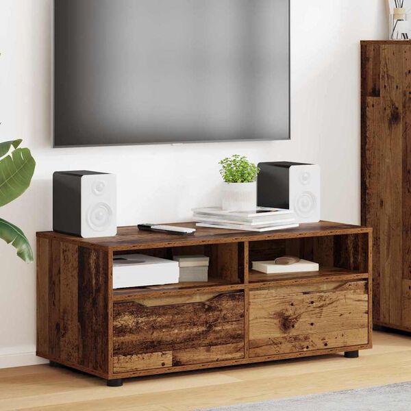 vidaXL TV-kast met lade Oud Hout 100 x 48 x 43 cm Bewerkt hout