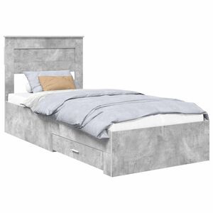 vidaXL Bedframe met hoofdeinde Beton Grijs 90 x 200 cm Bewerkt hout