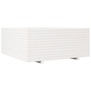 vidaXL Plantenbak 110x110x49,5 cm massief grenenhout wit