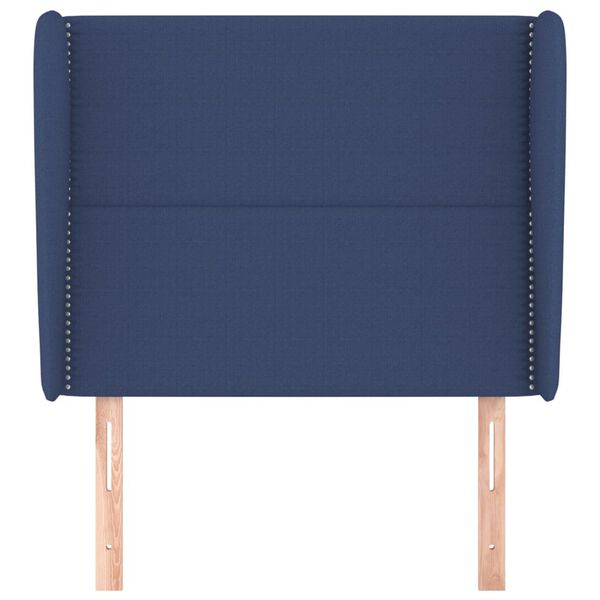 vidaXL Hoofdbord met randen 103x23x118/128 cm stof blauw