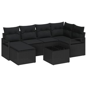 vidaXL Bankstel 7 st Zwart poly rattan