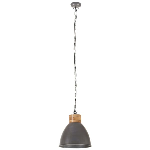vidaXL Hanglamp industrieel E27 46 cm ijzer en massief hout grijs