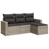 vidaXL 4-delige Loungeset met kussens poly rattan lichtgrijs