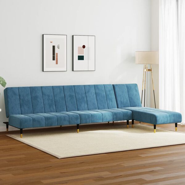 vidaXL 2-delige Loungeset fluweel blauw