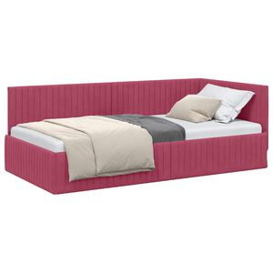 vidaXL Hoekbedframe met hoofdeinde Wijnrood 100 cm x 200 cm Fluweel