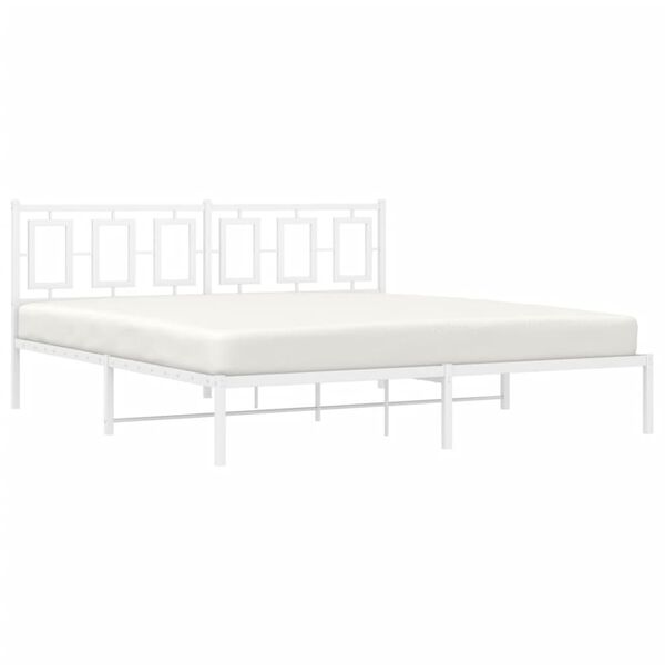vidaXL Bedframe met hoofdbord metaal wit 180x200 cm
