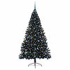 vidaXL Kunstmatig Voorverlicht Kerstboom met 300 LED Zwart 210 cm PVC