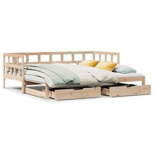 vidaXL Slaapbank met onderschuifbed en lades zonder matras 90x200 cm