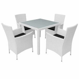 vidaXL 5-delige Tuinset poly rattan cr&egrave;mewit