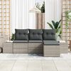 vidaXL Tuin Sofa Set met kussen 4 pcs Lichtgrijs poly rattan