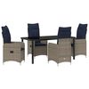 vidaXL Tafel en stoelen set met kussen 5 pcs Grijs PE Rattan