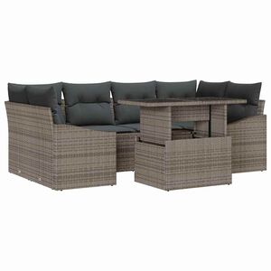 vidaXL Tuin Sofa Set met opslag 7 pcs Grijs Poly riet