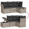 vidaXL 4-delige Loungeset met kussens poly rattan lichtgrijs