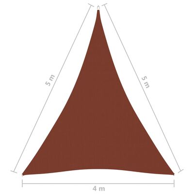 vidaXL Zonnescherm driehoekig 4x5x5 m oxford stof terracottakleurig