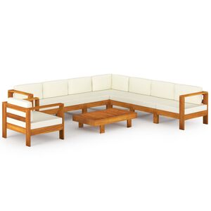 vidaXL 9-delige tuinloungeset met kussens 100x60 cm acaciahout