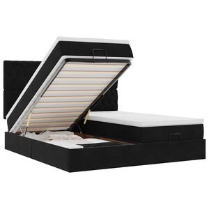 vidaXL Ottoman bed met matrassen en LED's 160x200cm fluweel zwart