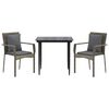 vidaXL 3-delige Tuinset met kussens poly rattan zwart en grijs
