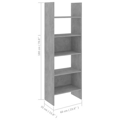 vidaXL 4-delige Boekenkastenset spaanplaat betongrijs