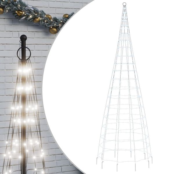vidaXL LED-kerstboom aan vlaggenmast 550 LEDs koud wit 300 cm