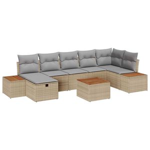 vidaXL Tuinbankenset met kussen 8 pcs Beige poly rattan