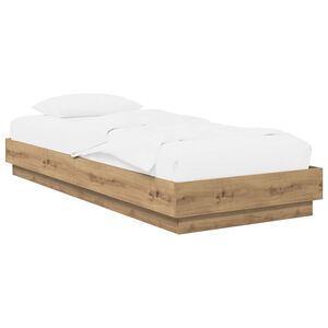 vidaXL Vloerbedframe Artisanaal eiken 80 x 200 cm Bewerkt hout