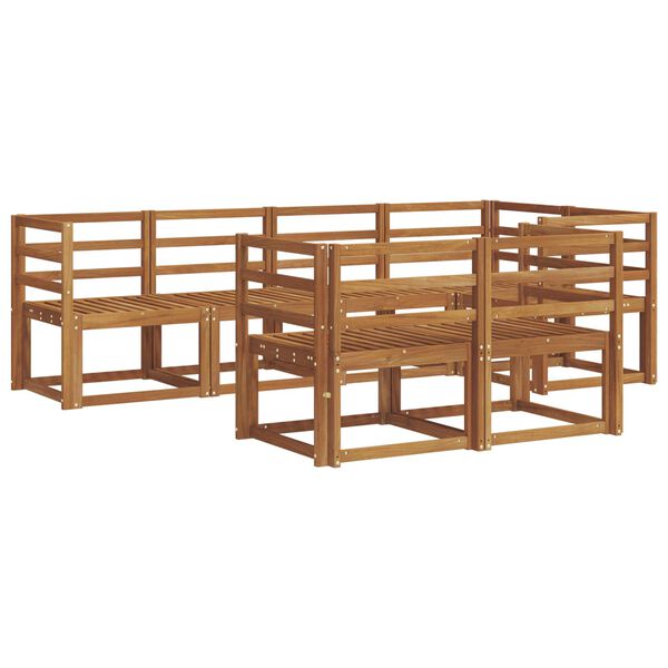 vidaXL Buiten bankenset met kussen 7 pcs Natuurlijk en Antraciet