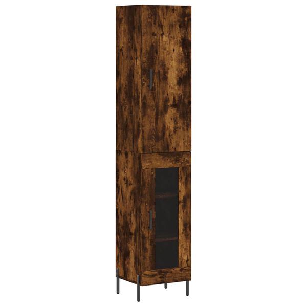 vidaXL Hoge kast 34,5x34x180 cm bewerkt hout gerookt eikenkleurig
