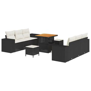 vidaXL Tuin Sofa Set Zwart en Cr&egrave;me Poly Rattan