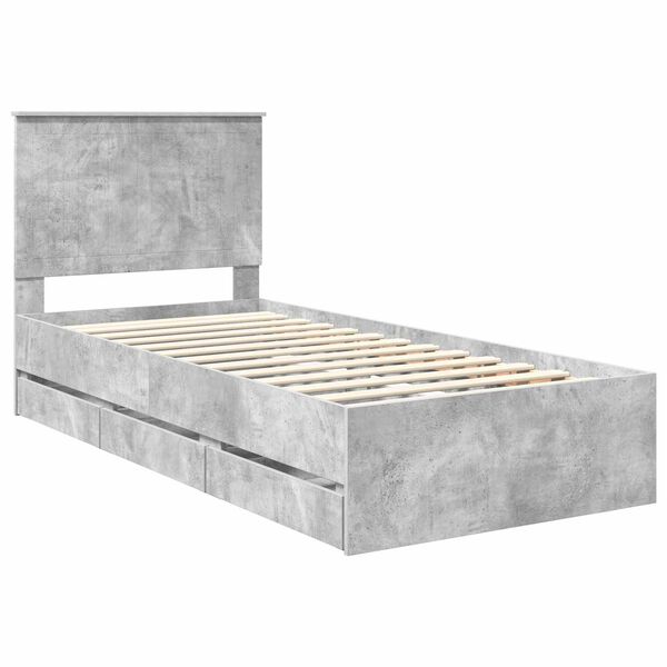 vidaXL Bedframe met lade Beton Grijs 90 x 190 cm Ingenieurshout