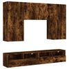 vidaXL 5-delige Tv-wandmeubelset bewerkt hout gerookt eikenkleurig