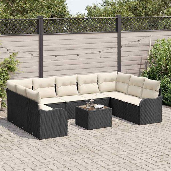 vidaXL Tuin Sofa Set 10 pcs Zwart poly rattan